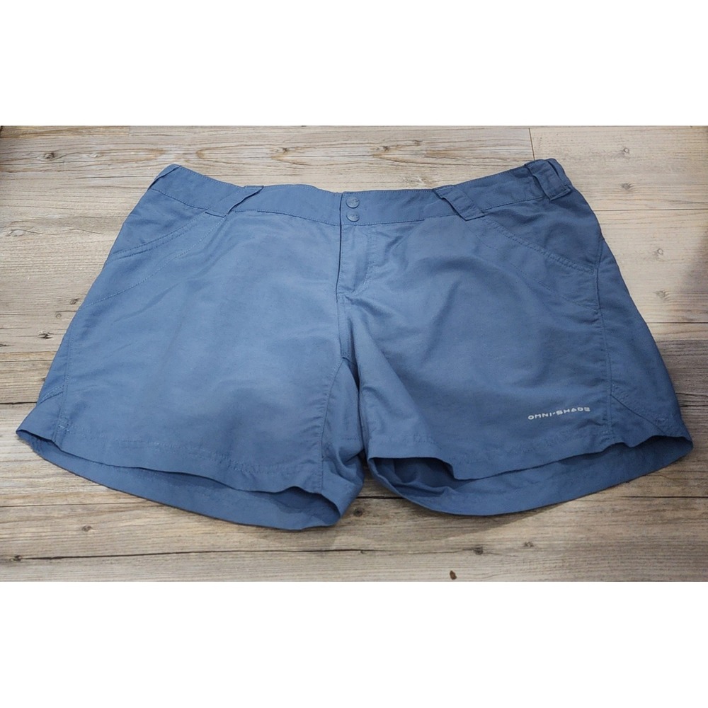 Columbia PFG Omni Shade Women's XL Blue Fishing Shorts Utility Zip Pockets